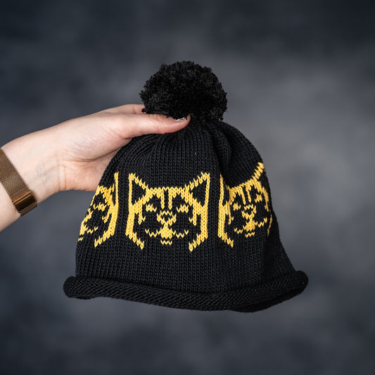 Rolled Hem Snowdog Black Beanie – Choose Colour