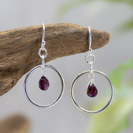 Earrings - Garnet Tear Drop