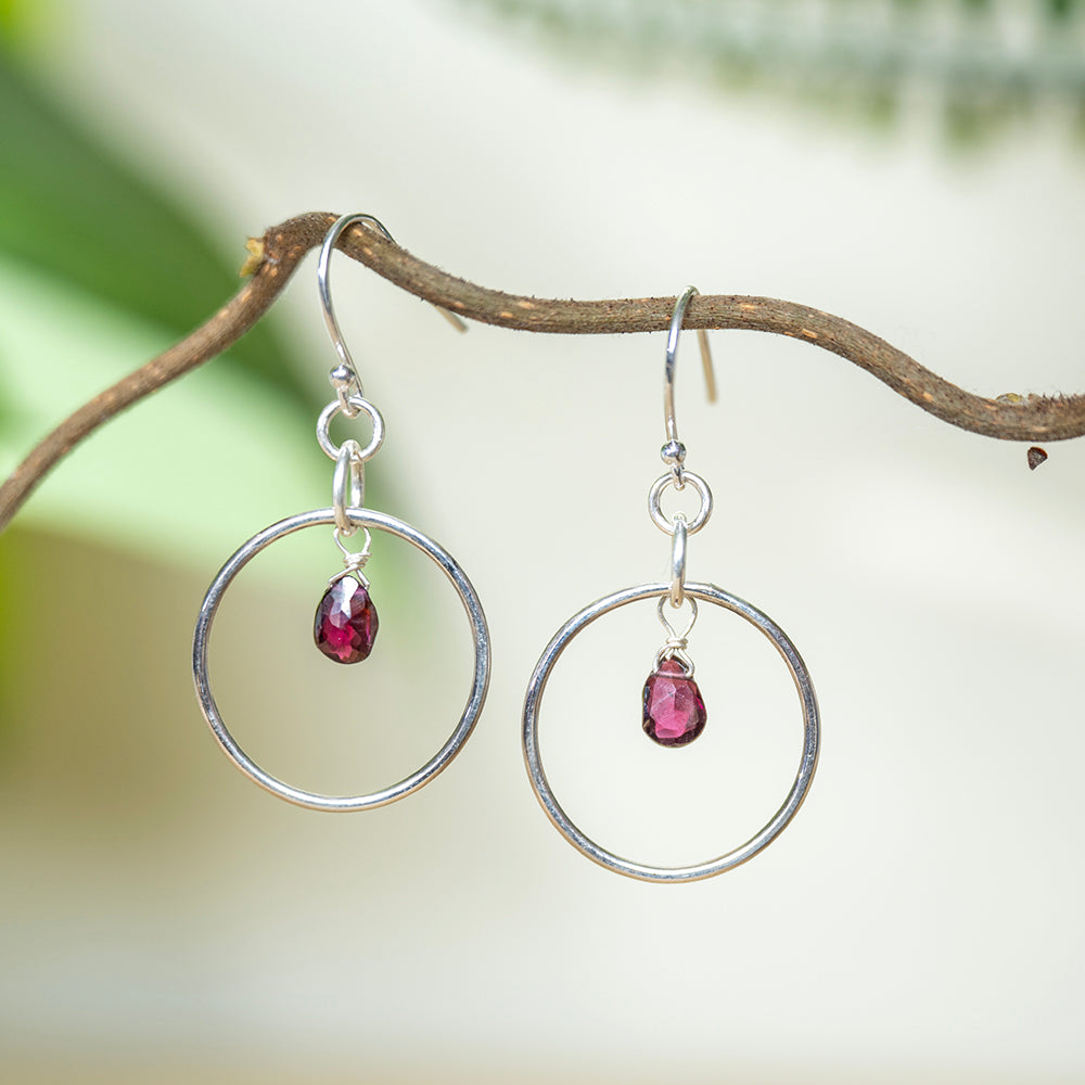Earrings - Garnet Tear Drop
