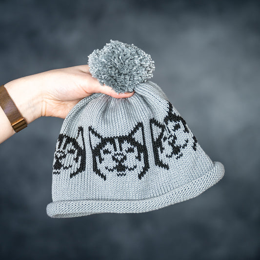 Rolled Hem Snowdog Grey Beanie