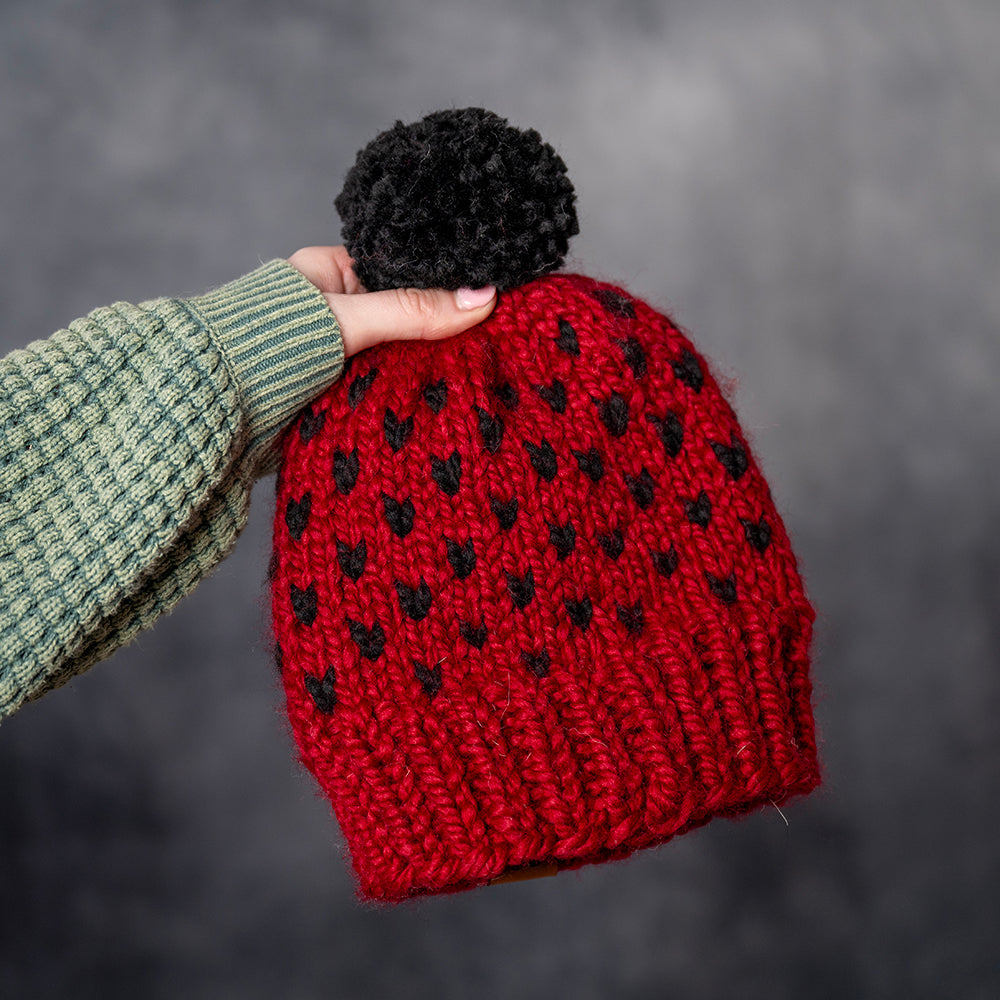 Chunky Beanie Heart - Red
