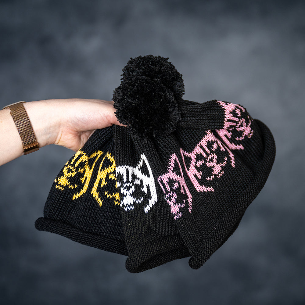 Rolled Hem Snowdog Black Beanie – Choose Colour