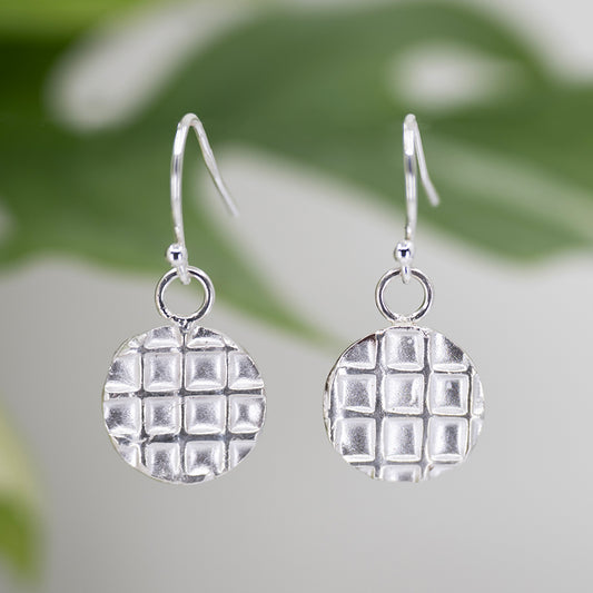 Earrings - Silver Waffles