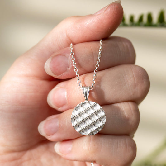 Pendant - Silver Waffles