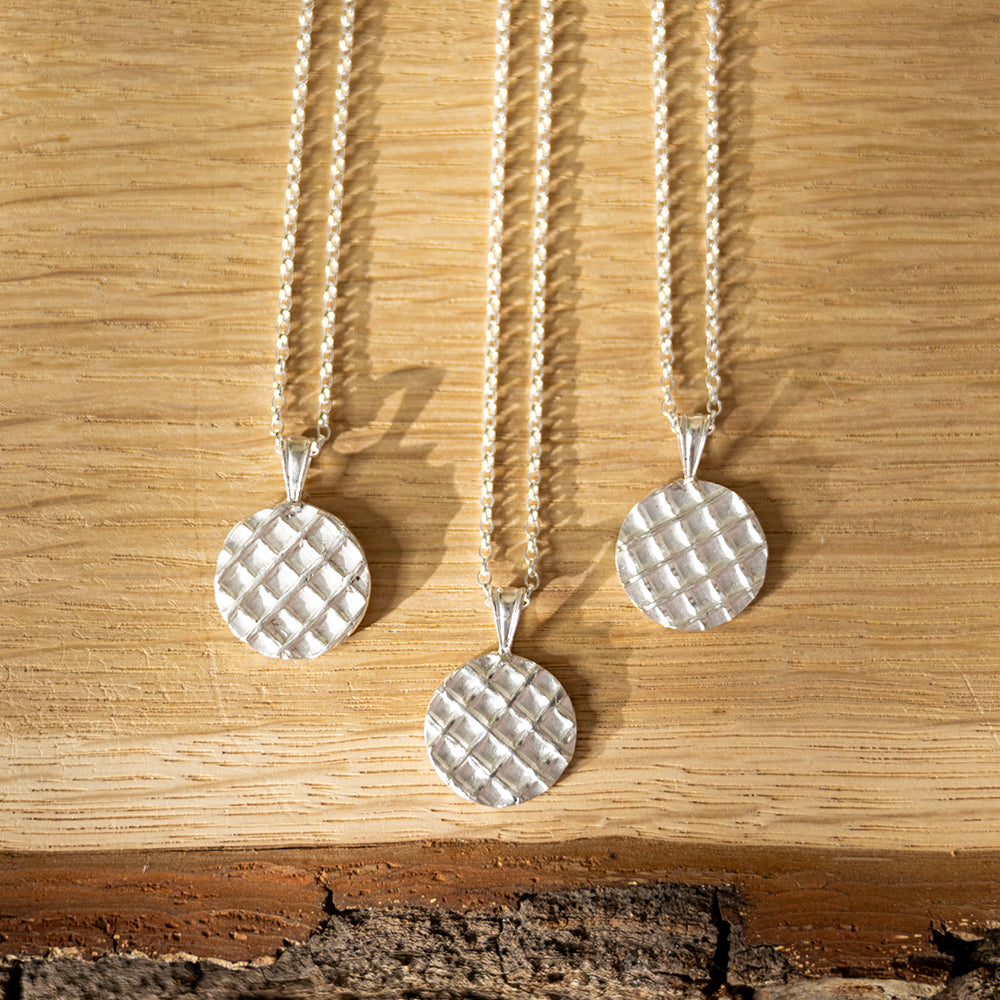 Pendant - Silver Waffles