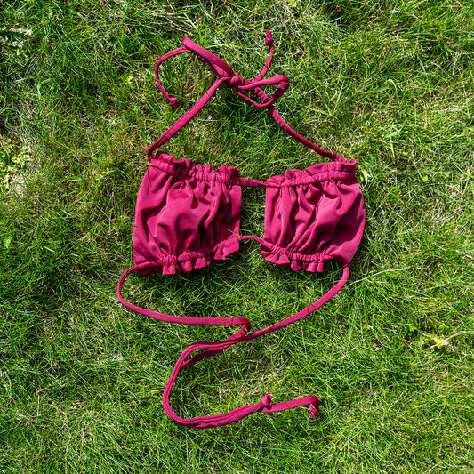 Peek-a-boo Bikini Top - Wine Red