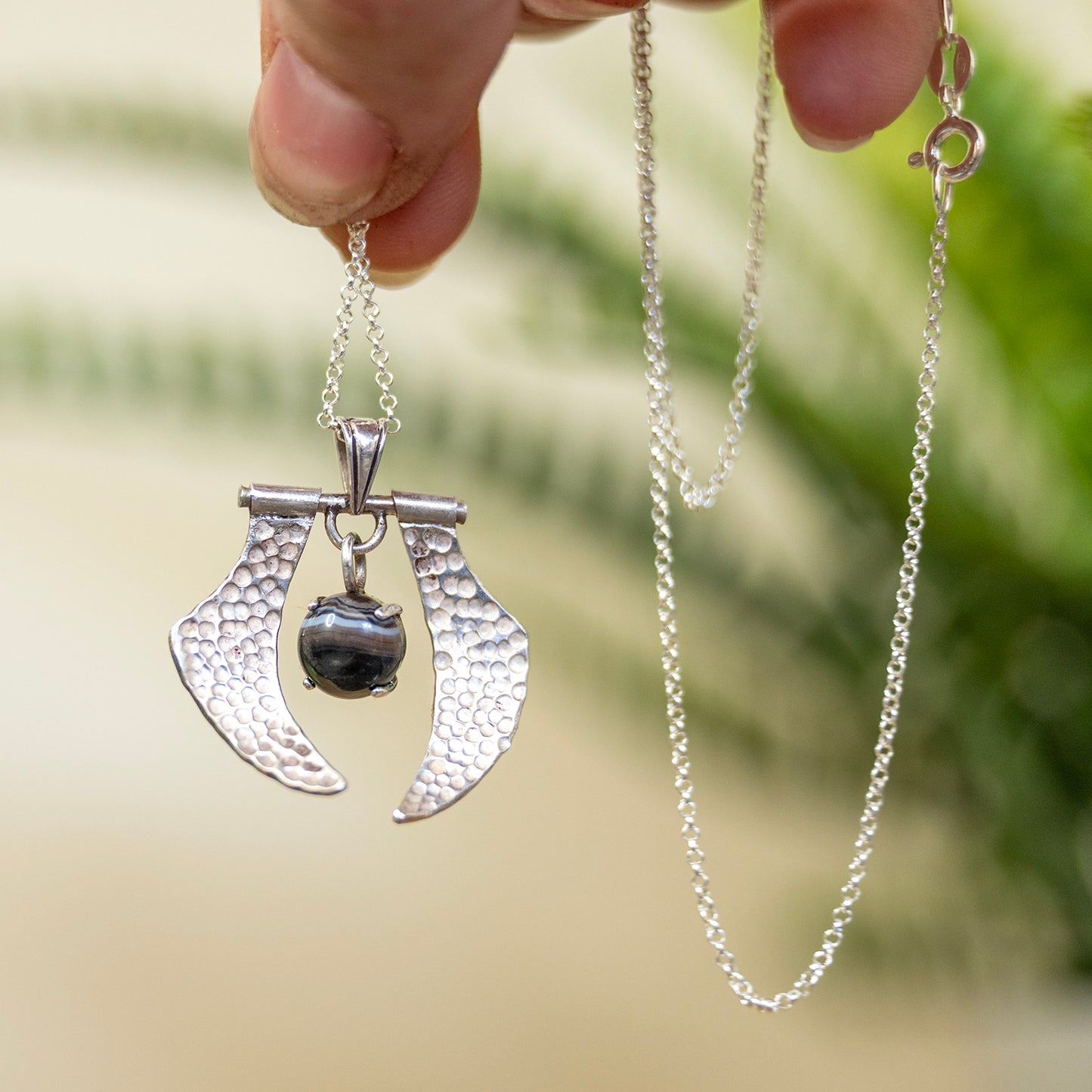 Pendant - Onyx Kinetic Wings OOAK