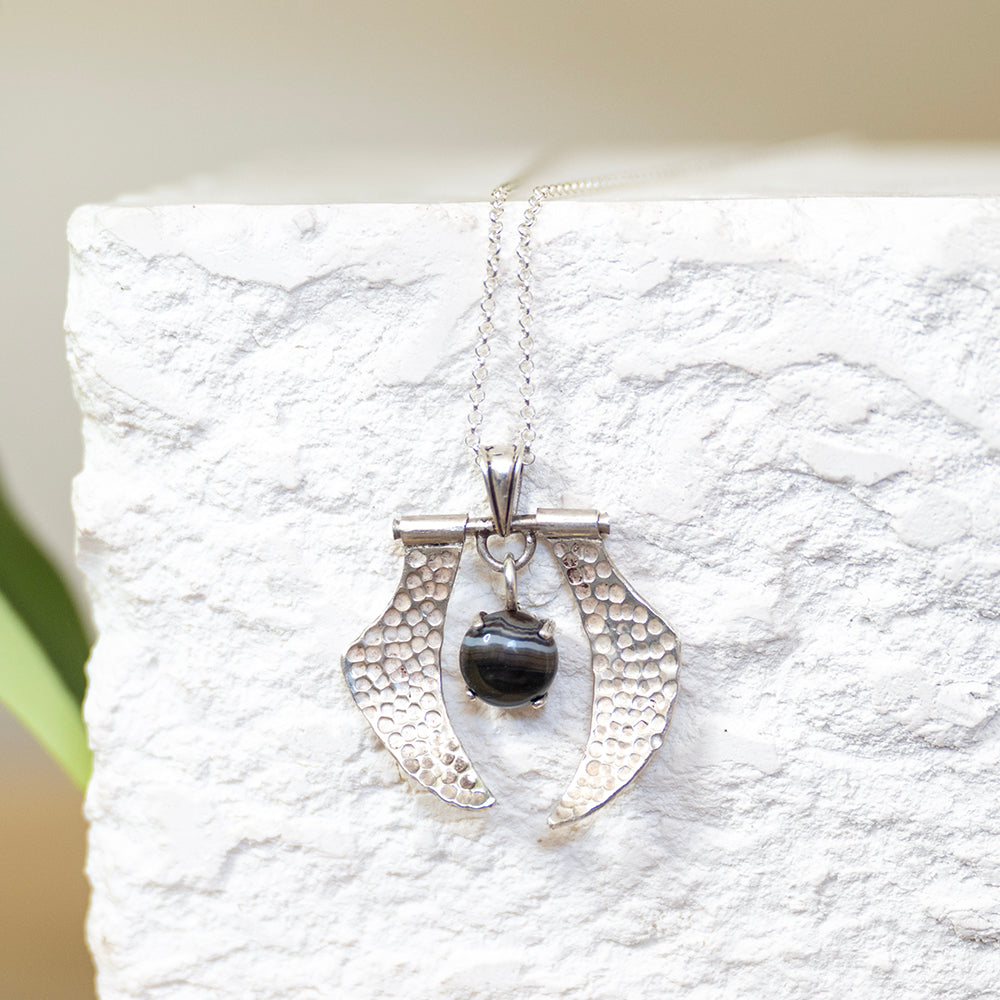 Pendant - Onyx Kinetic Wings OOAK