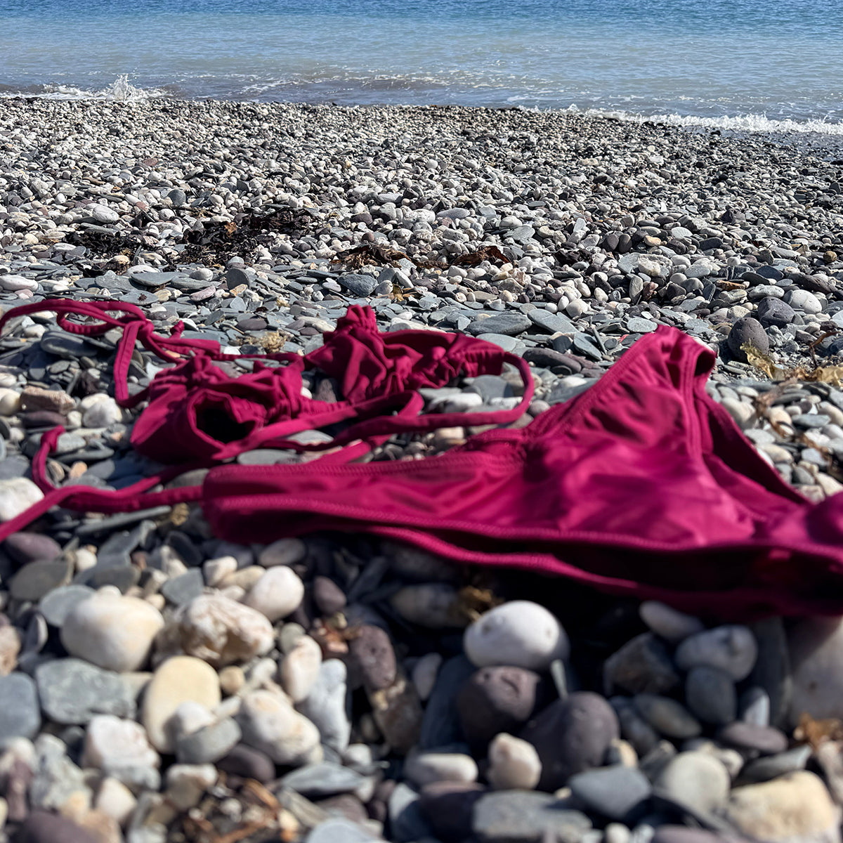 Peek-a-boo Bikini Top - Wine Red