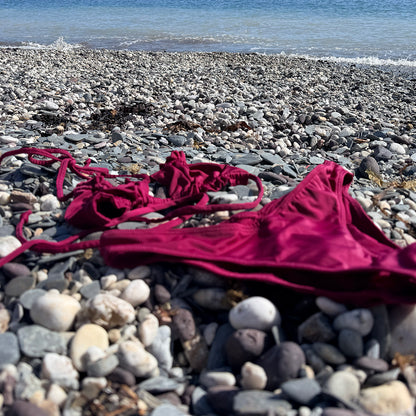 Peek-a-boo Bikini Top - Wine Red