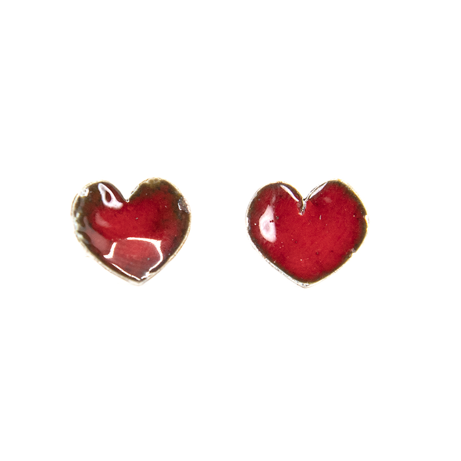 Enamel Red Heart Stud Earrings | Designed by Boo