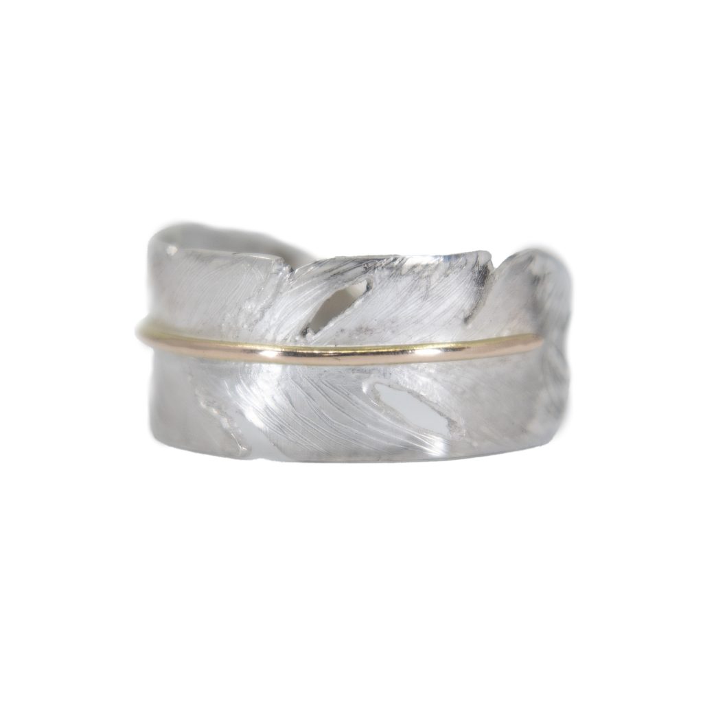 Rose And Silver Feather Ring – Size T