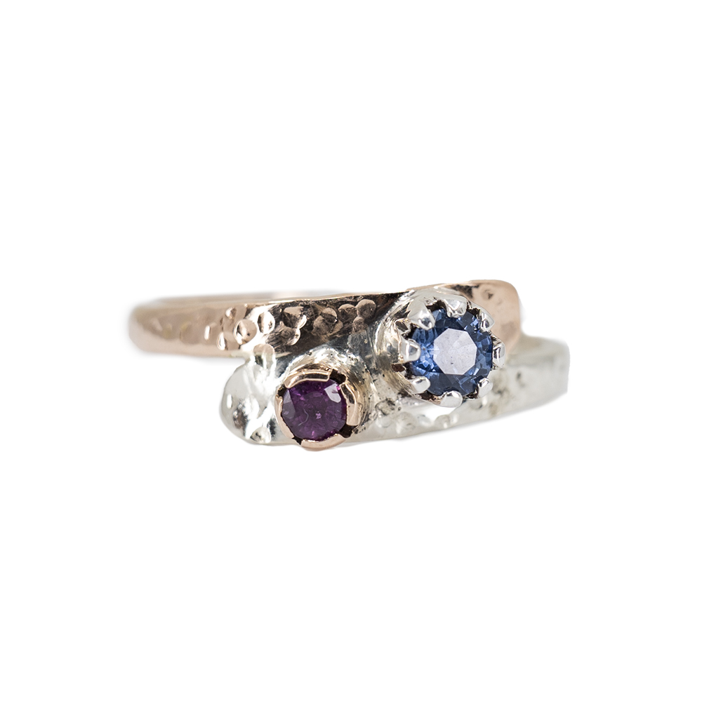 Ruby & Sapphire Two Gold Ring – Size O