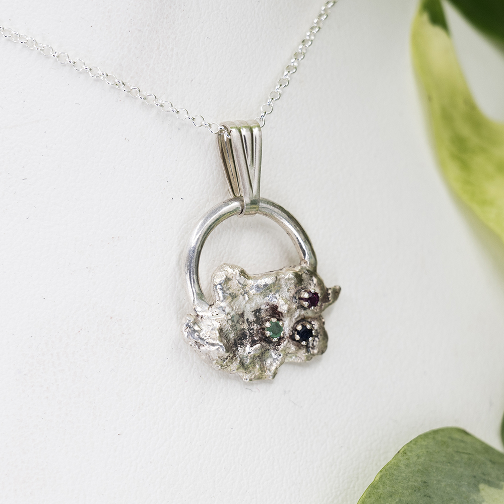 Fused Silver Sapphire, Ruby and Emerald – Pendant Necklace