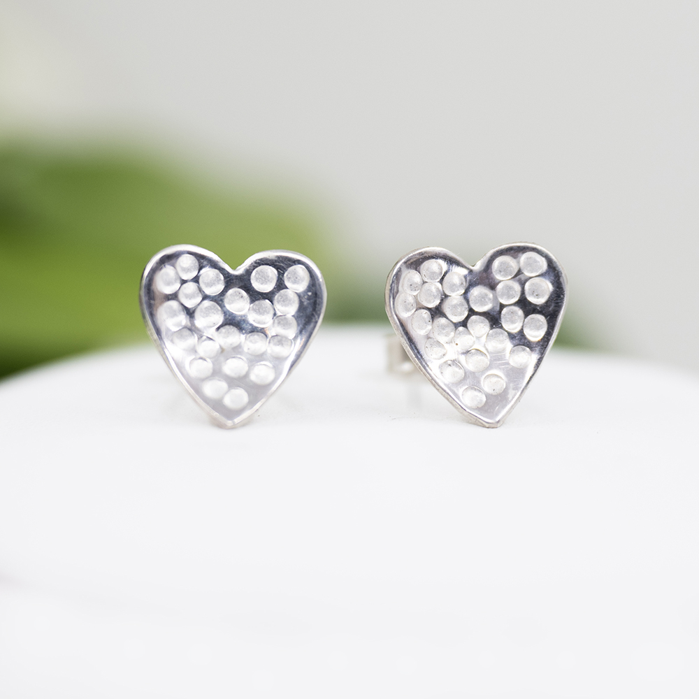 Hammered Heart Stud Earrings
