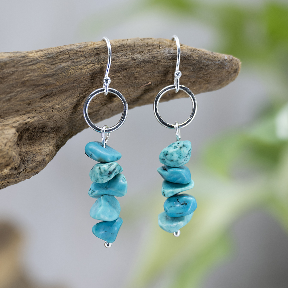 Turquoise Chips Drop Earrings