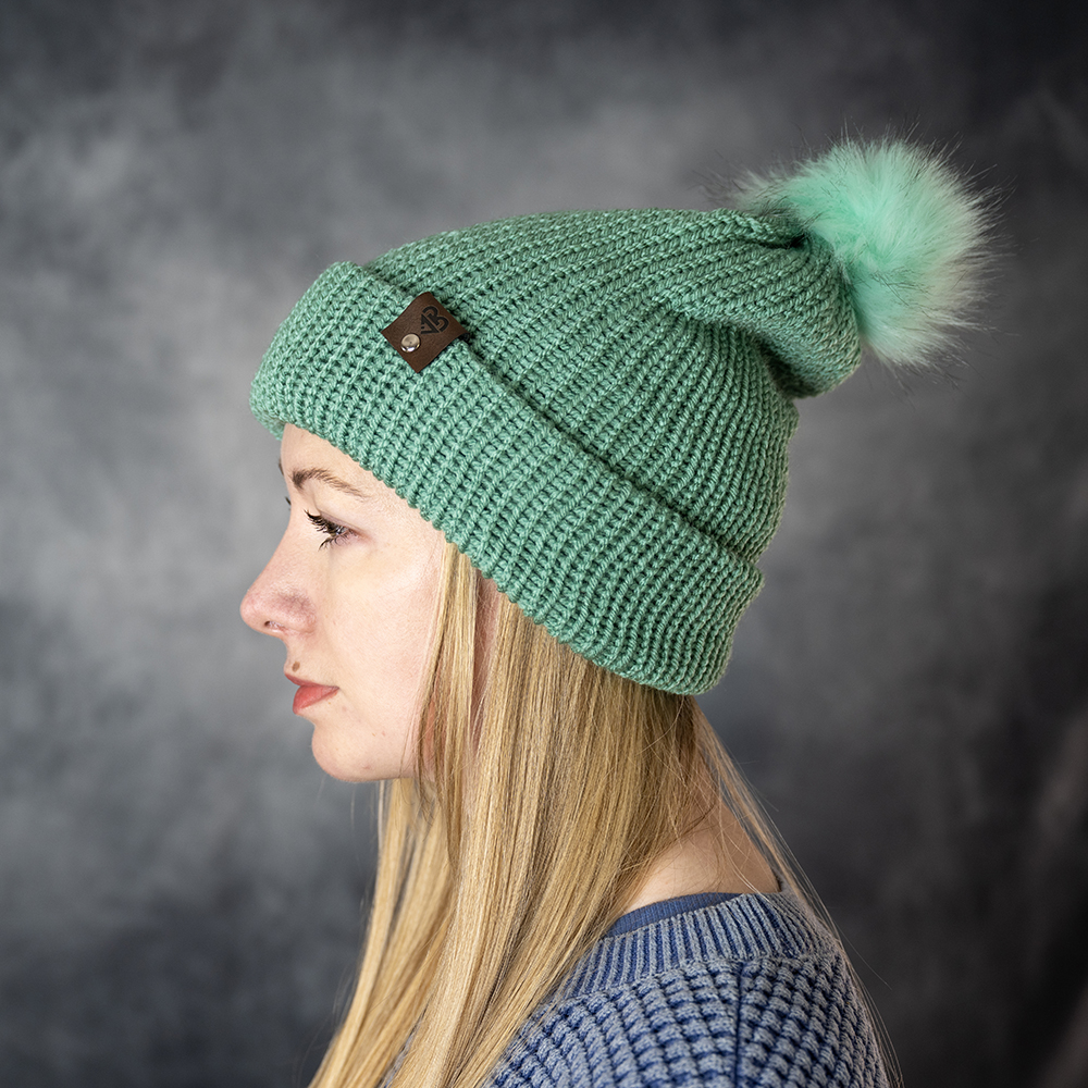 Knit Slouch Beanie – Sage