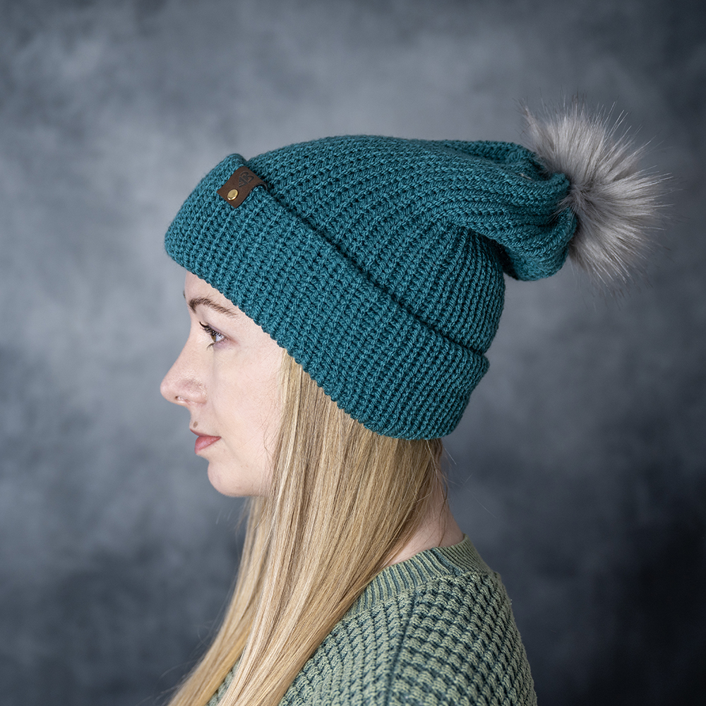 Knit Slouch Beanie – Teal