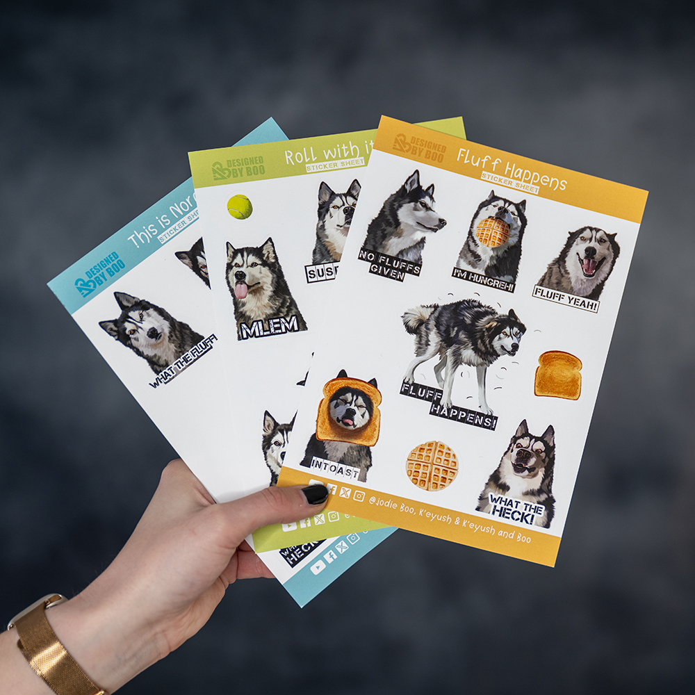 3 x A5 Sticker Sheets – Fluff, Roll and Normal
